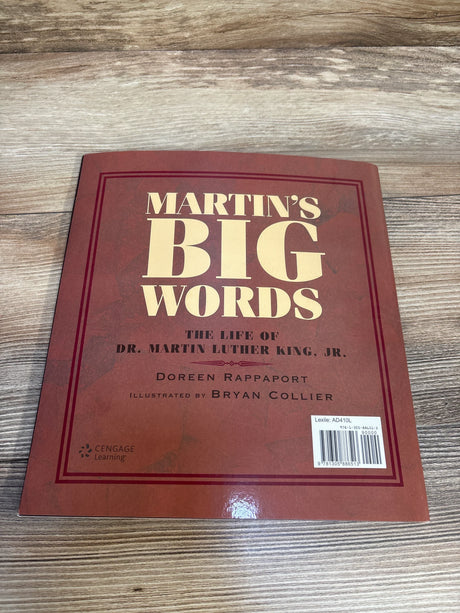 Martin's Big Words children's book about Dr. Martin Luther King Jr. on wood surface