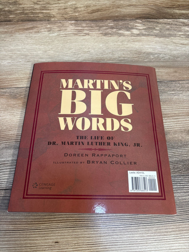 Martin's Big Words children's book about Dr. Martin Luther King Jr. on wood surface