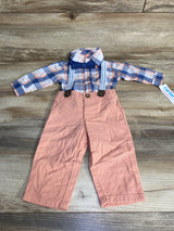 NEW Just One You 4pc Plaid Button-Up Suspender Set Blue sz 6m