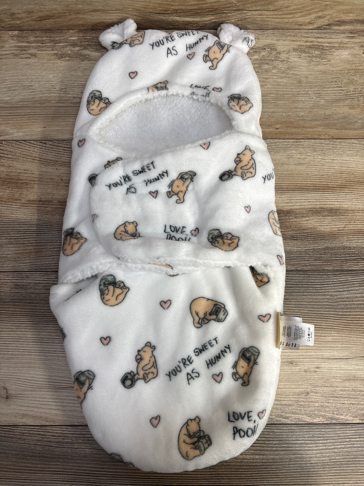 Pooh Bear Collection Winnie the Pooh Plush Swaddle White sz 0-3m