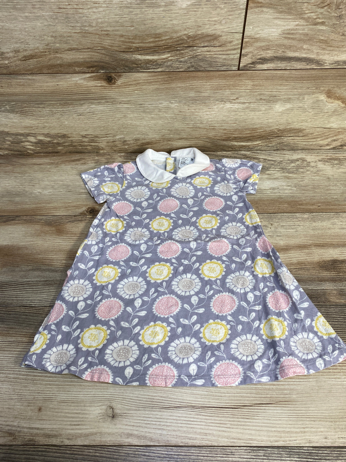 Uniqlo Floral Peterpan Collar Dress Gray sz 18-24m