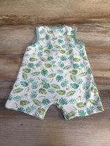 Little Me Leaf Print Shortie Romper White sz 9m