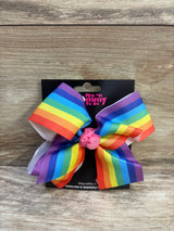 NEW Large Rainbow Stripe Hair Bow