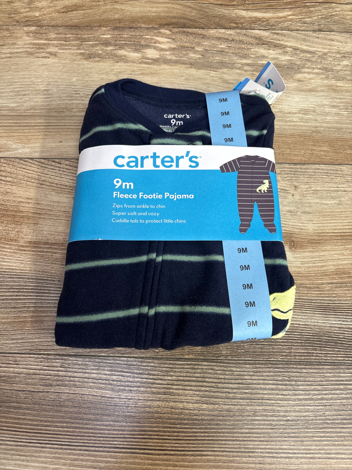 NEW Carter's Dinosaur Striped Blanket Sleeper Navy sz 9m