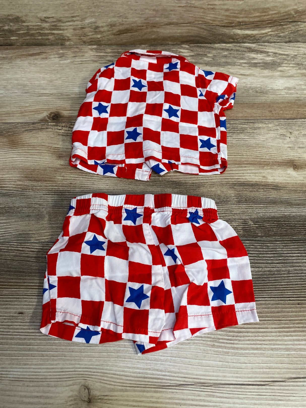Cat & Jack 2pc Checkered Button-Up Shirt & Shorts Set Red sz Newborn