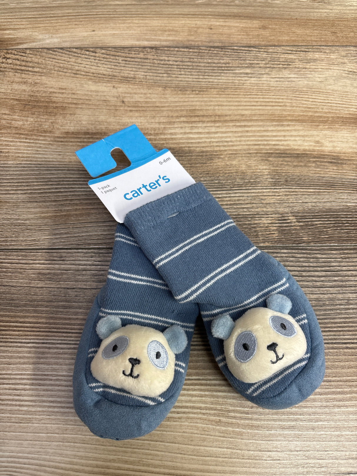 NEW Carter's Rattle Slipper Socks Blue sz 0-6m