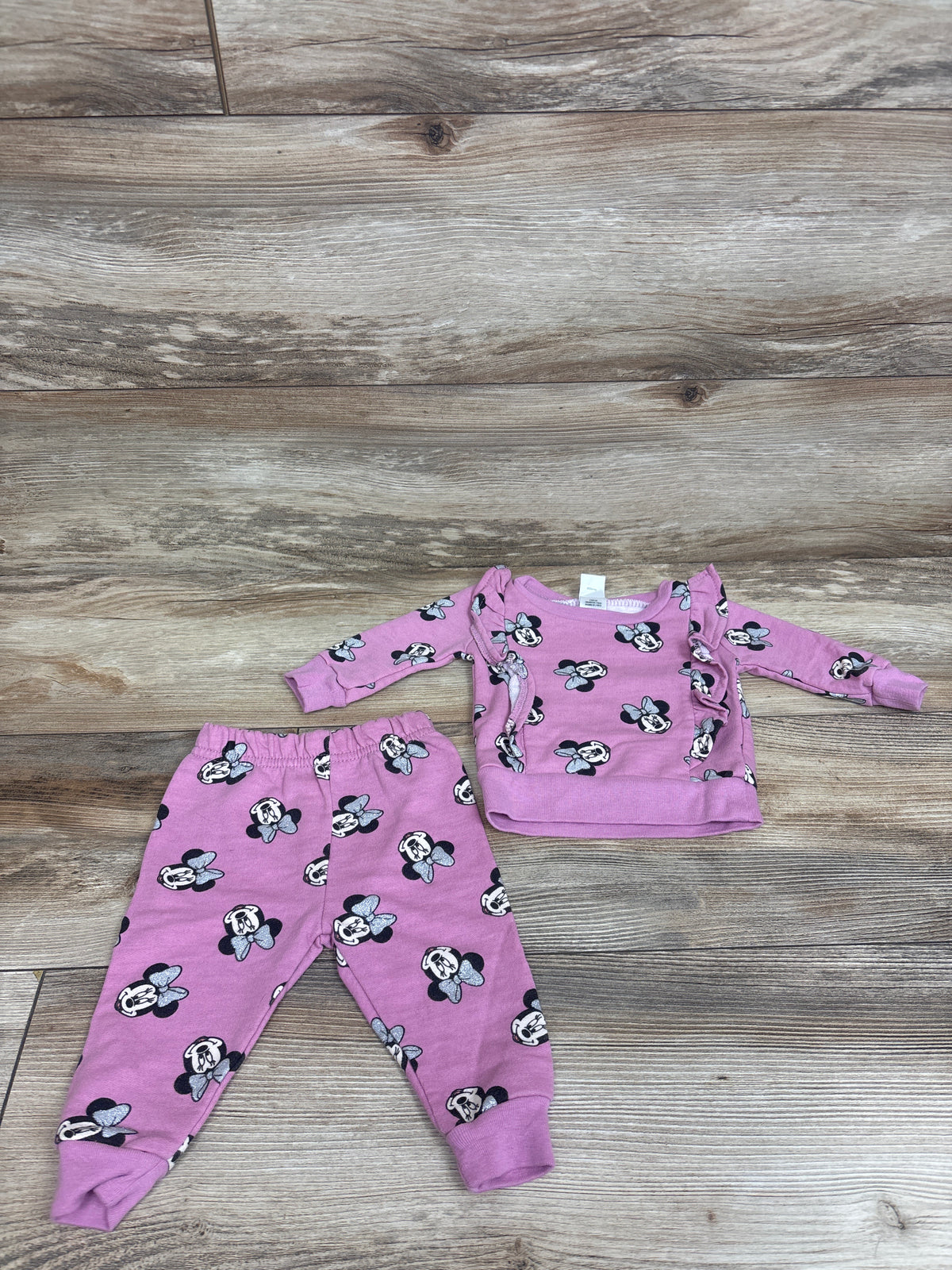 Disney Baby 2pc Minnie Mouse Pullover Sweatshirt & Pants Set Pink sz 0/3m