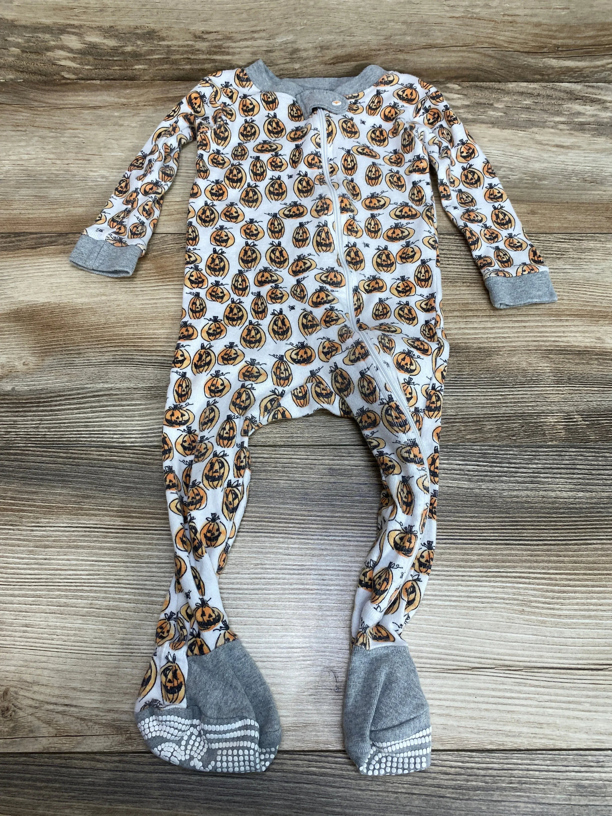 Burt's Bees Baby Organic Pumpkin Print Sleeper White sz 6-9m - Me n Mommy To Be