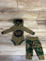 2pc Daddy's Boy Hooded Bodysuit & Camo Pants Green sz Newborn