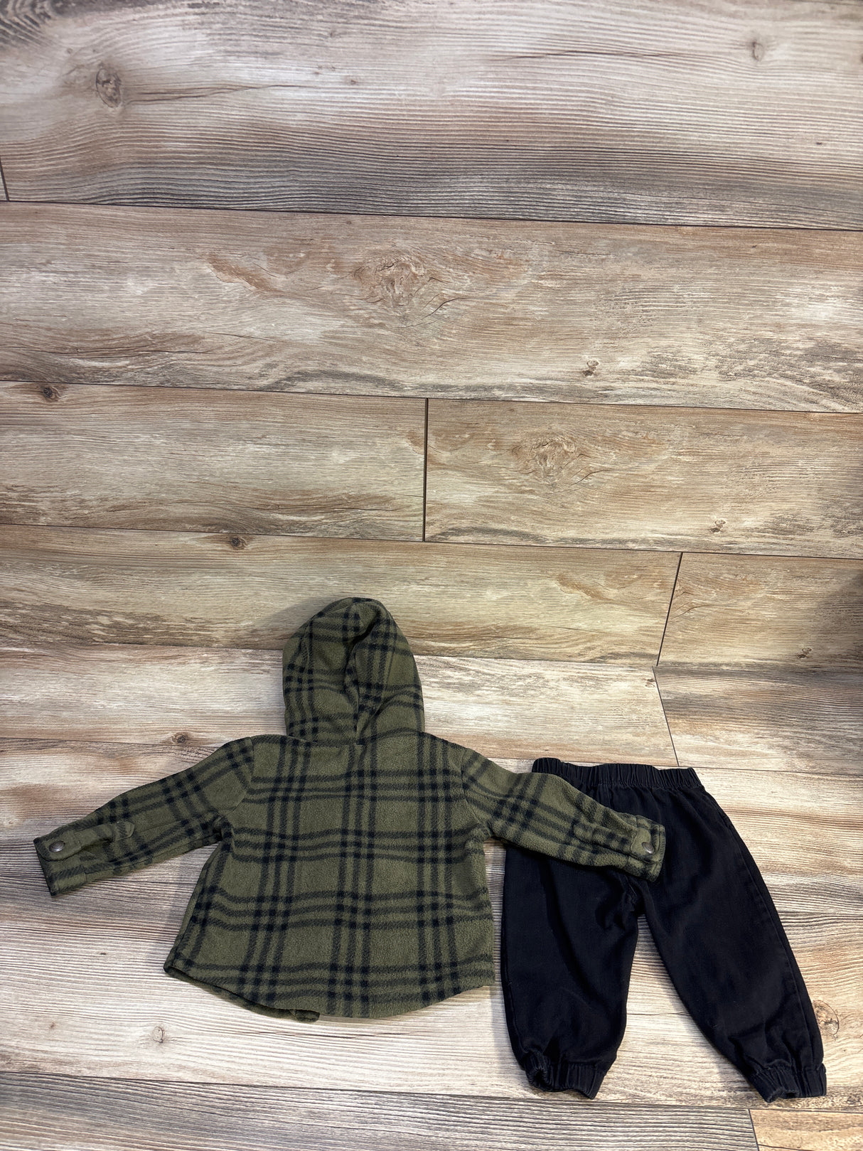 PL Baby 2pc Fleece Button-Up Jacket & Pants Set Green sz 12m