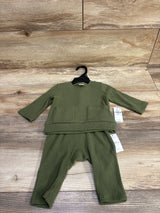 NEW Old Navy 2pc Rib Knit Long Sleeve Top & Pants Set Green sz 0-3m