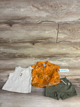 NEW Carter's 3pc Button-Up Shirt, Tank Top, & Shorts Set Orange sz Newborn