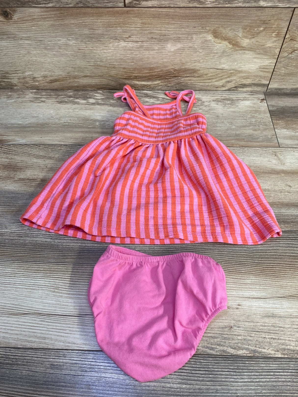 Cat & Jack 2pc Striped Tank Dress & Bloomers Set Pink sz 12m