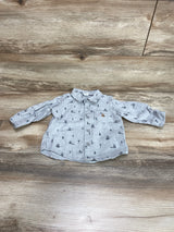 Baby Gap Bear Button Up Shirt Grey sz 12-18m