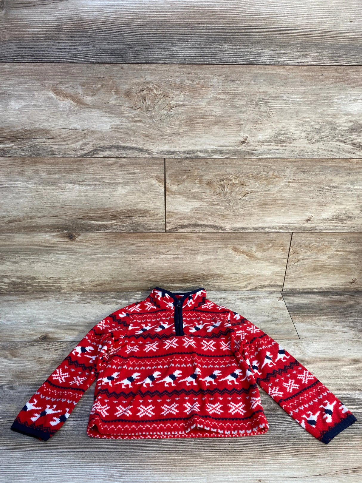 NEW OshKosh T-Rex 1/4 Zip Microfleece Cozie Red sz 3T