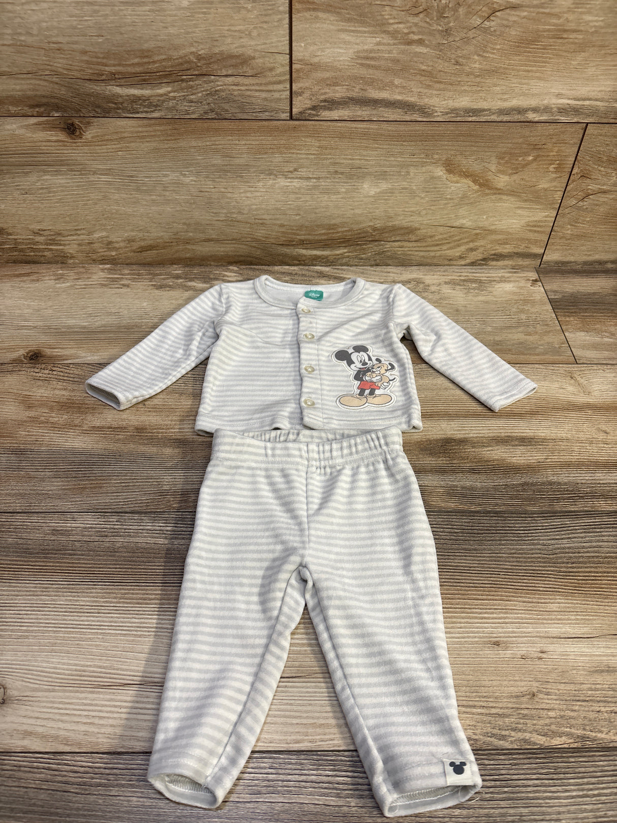 Disney Baby 2pc Mickey Mouse Velour Shirt & Pants Set White sz 0-3m