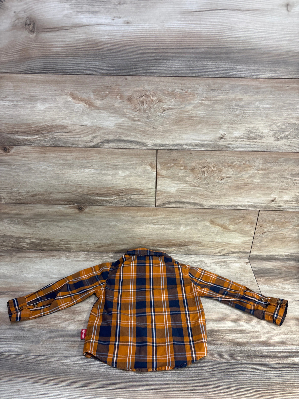 Wrangler Plaid Button Up Shirt Orange sz 2T