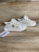 NEW Kiderence Girls Running Sneakers Glitter Stars White sz 7c