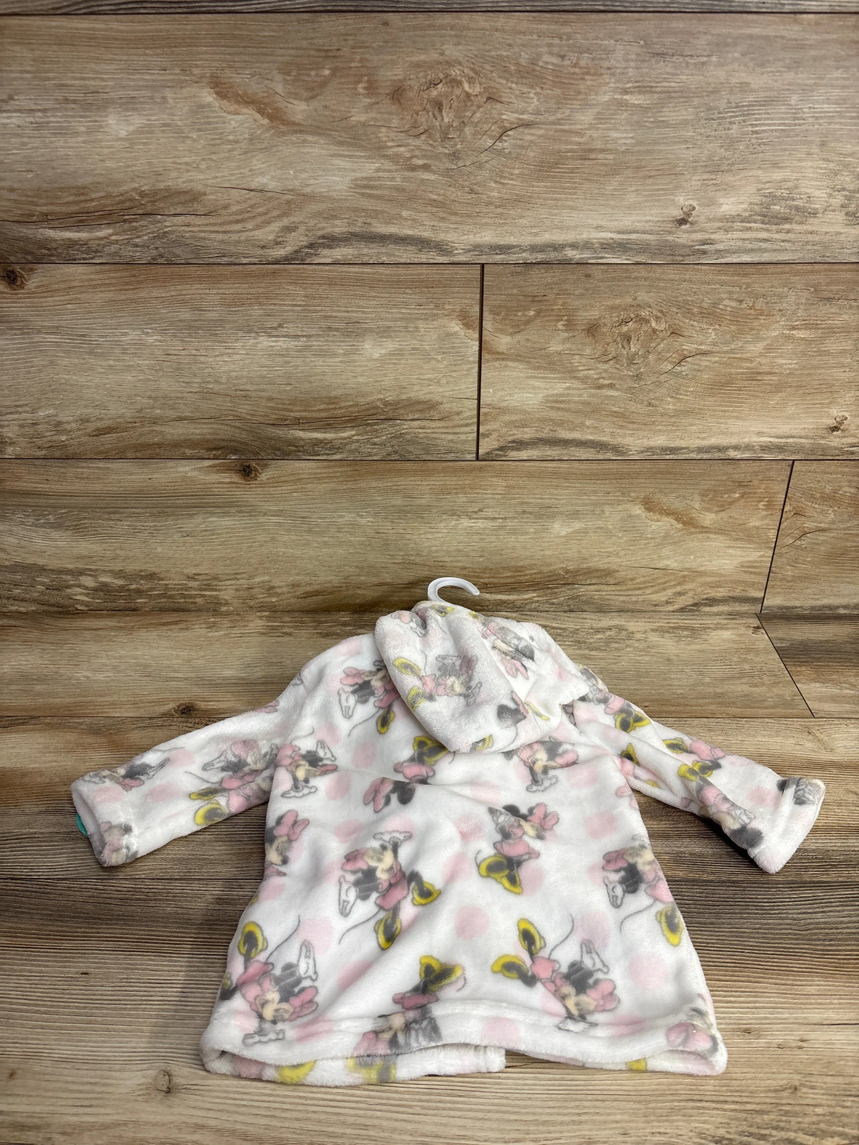 NEW Disney Baby Minnie Mouse Bath Robe & Rattle Set White sz 0-9m