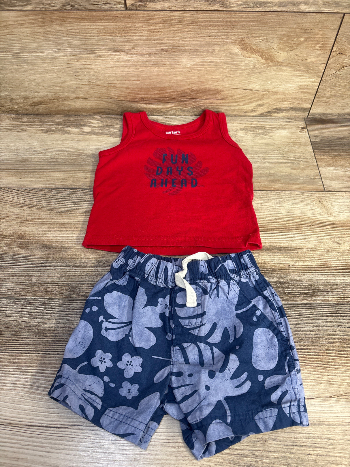 Just One You 2pc Fun Days Ahead Tank Top & Shorts Set Red sz 12m