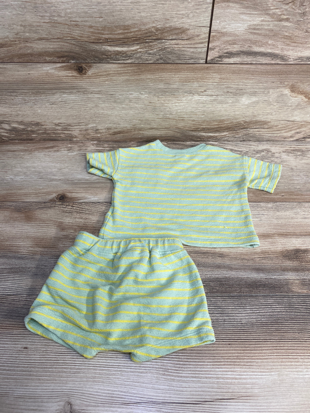 Old Navy 2pc Striped Pocket Shirt & Shorts Green sz 3-6m