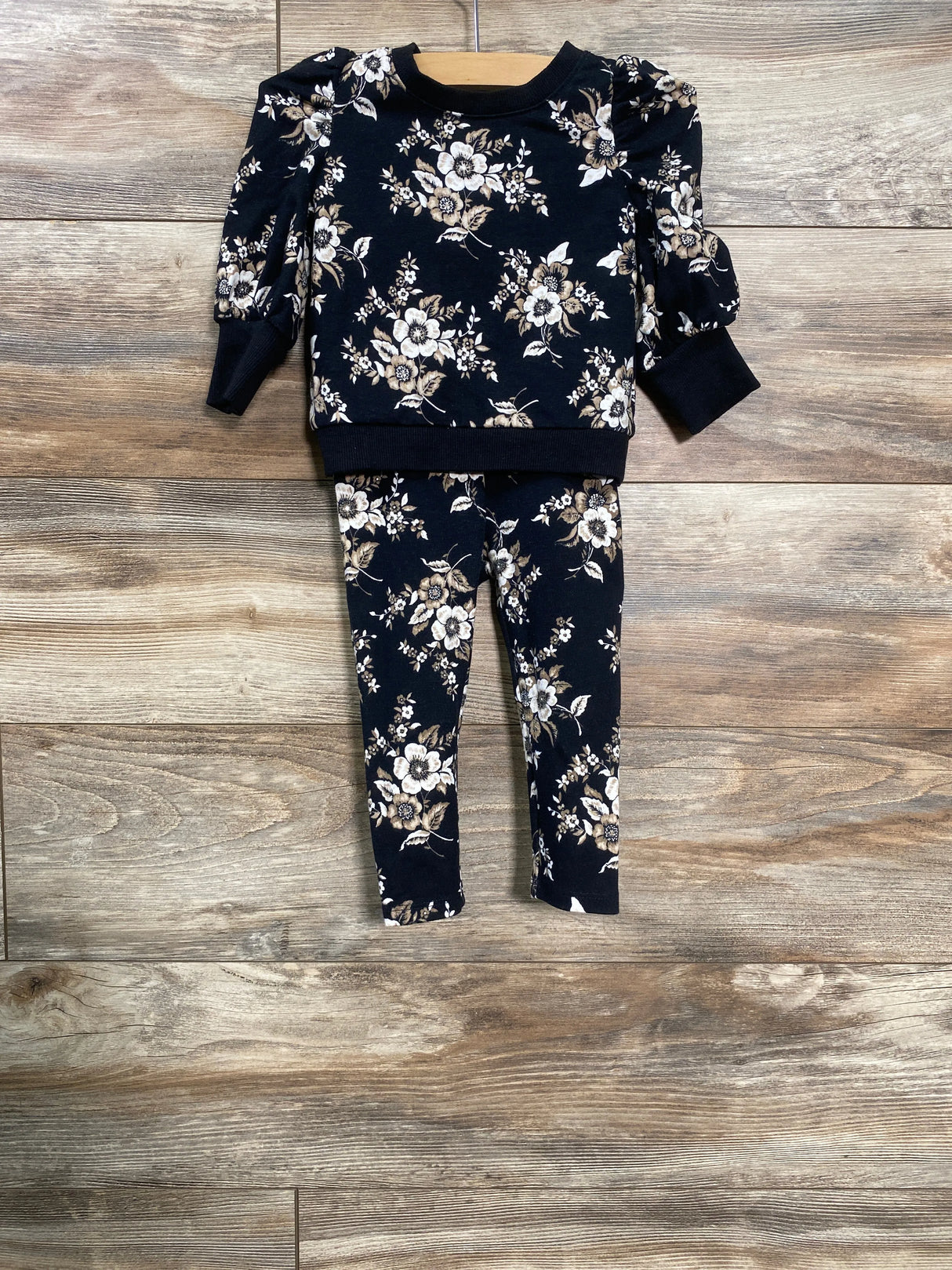 Floral Puff Sleeve French Terry Sweatshirt & Legging Set sz 12-18m