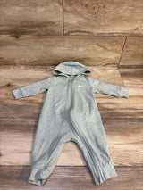 Sage green Nike hooded baby coverall with front zipper and logo on chest