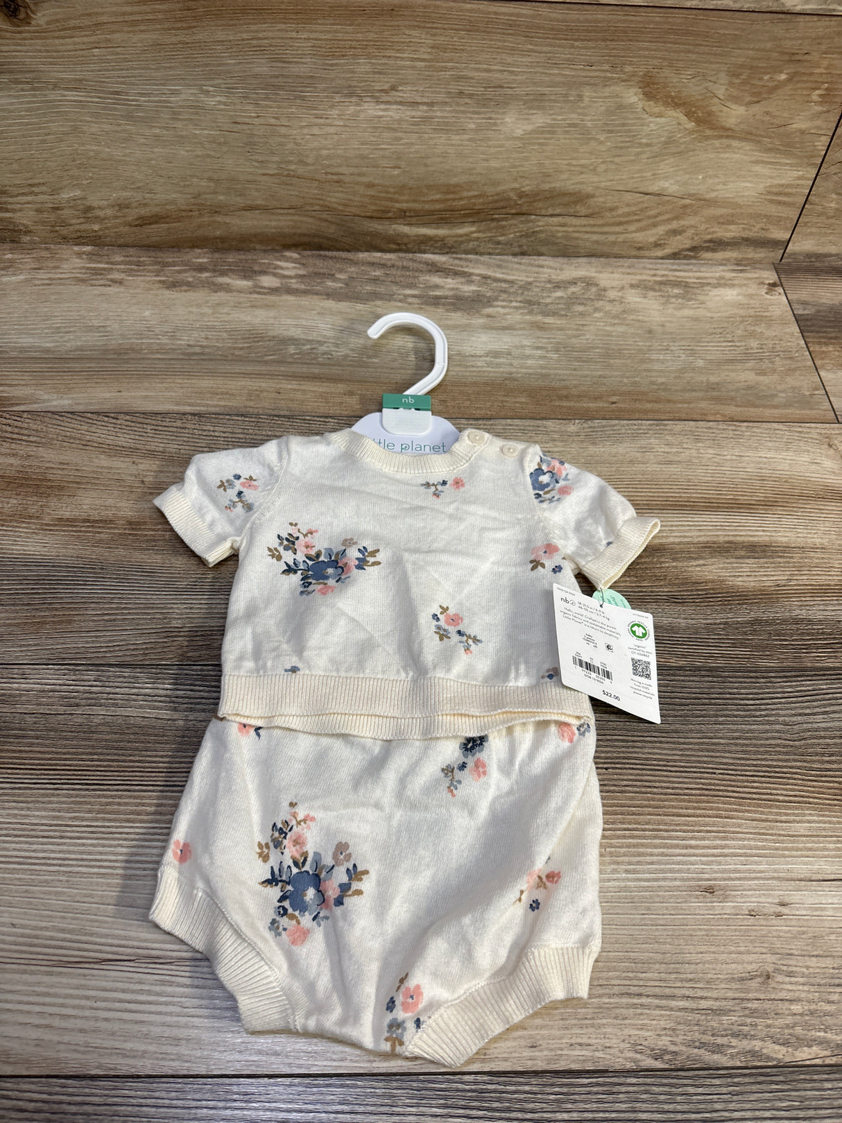 NEW Little Planet 2pc Organic Floral Shirt & Shirts Set Ivory sz Newborn