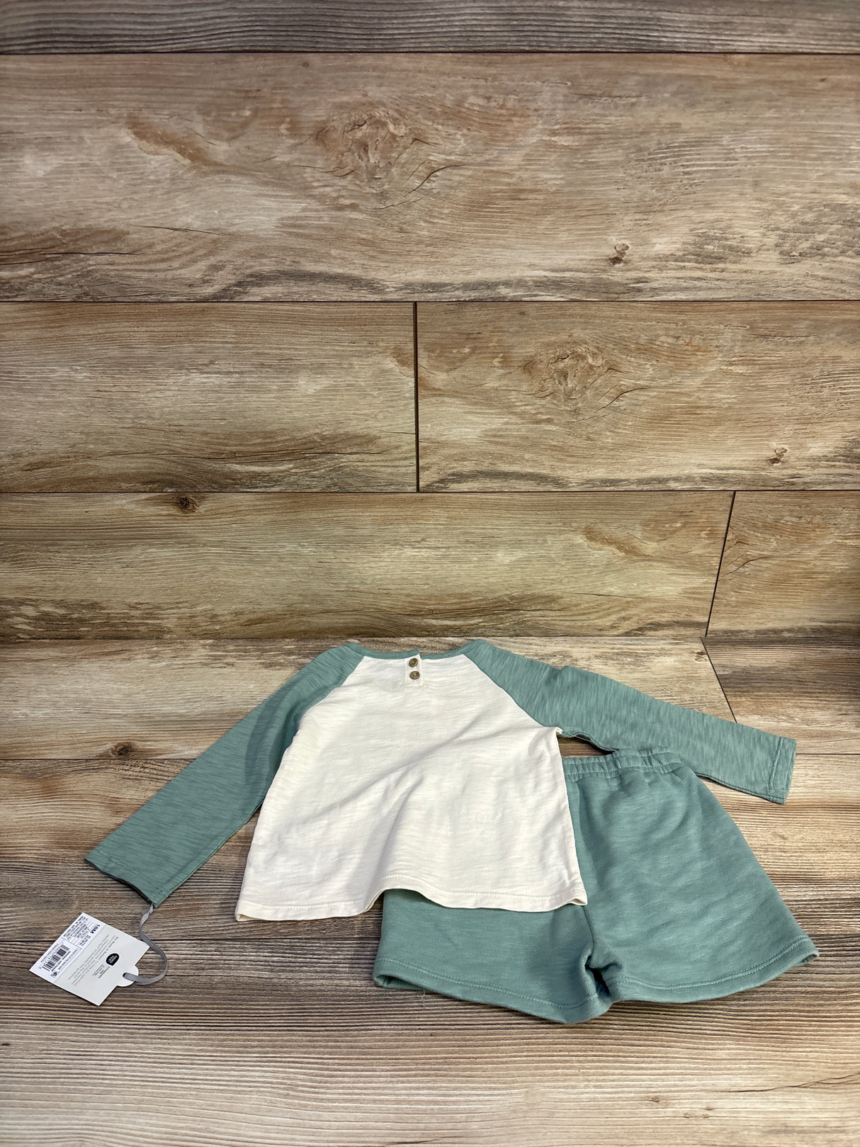 NEW Cloud Island 2pc Tiny Human Shirt & Shorts Set Ivory sz 18m