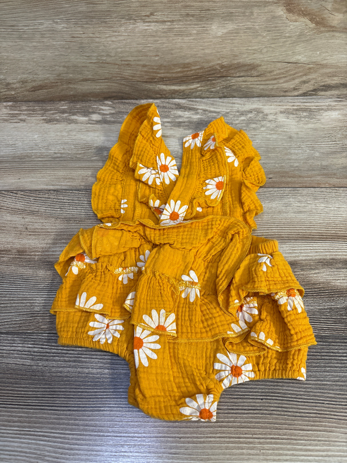 Floral Gauze Bubble Romper Yellow sz 9-12m