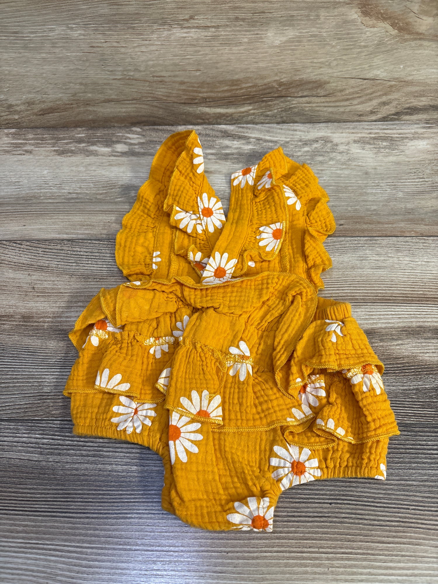 Floral Gauze Bubble Romper Yellow sz 9-12m