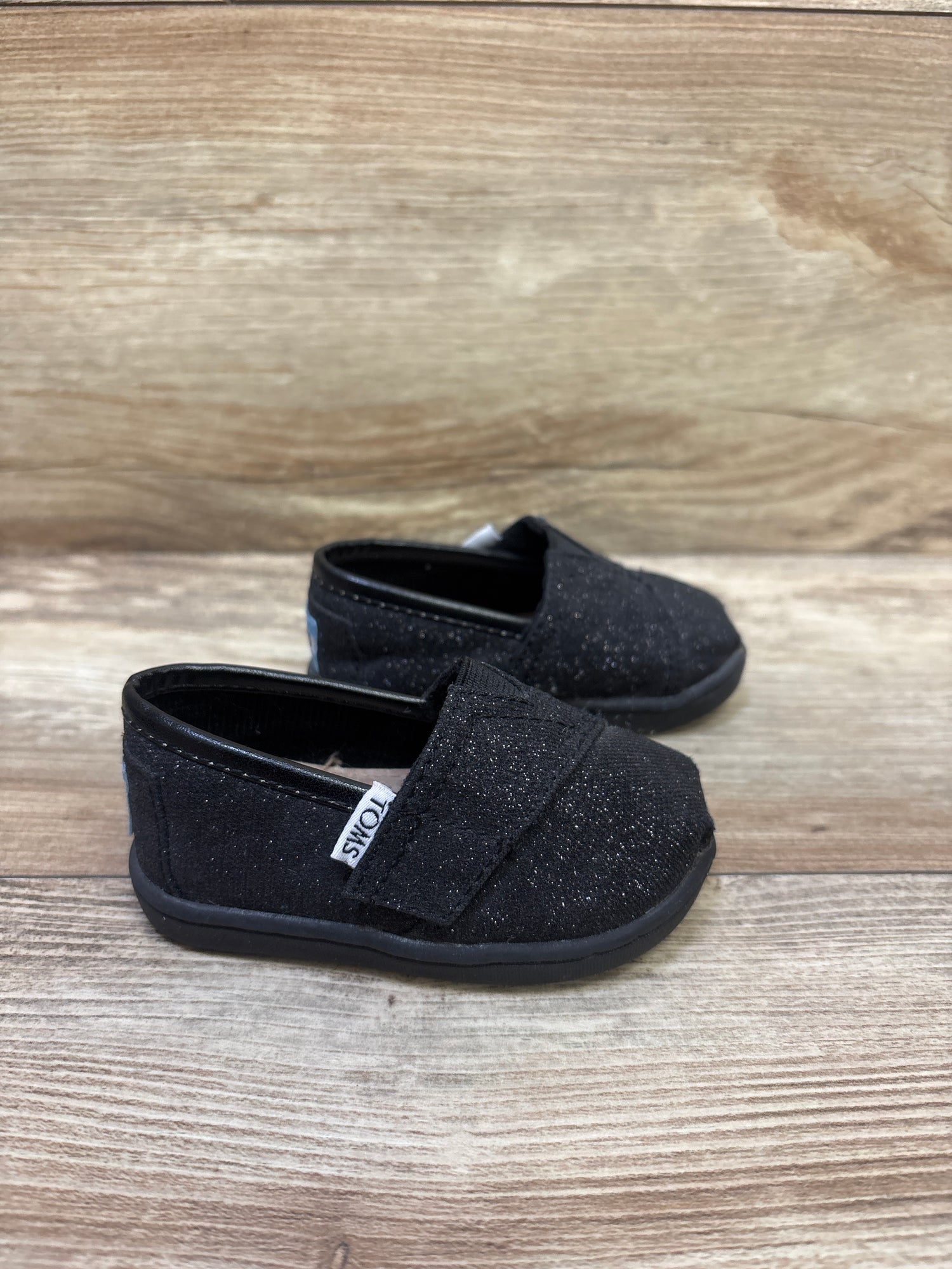 Toms Tiny Alpargata Shoes Black sz 4c