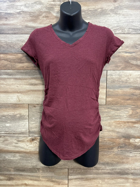 Isabel Maternity Ruched Shirt Maroon sz Small - Me n Mommy To Be