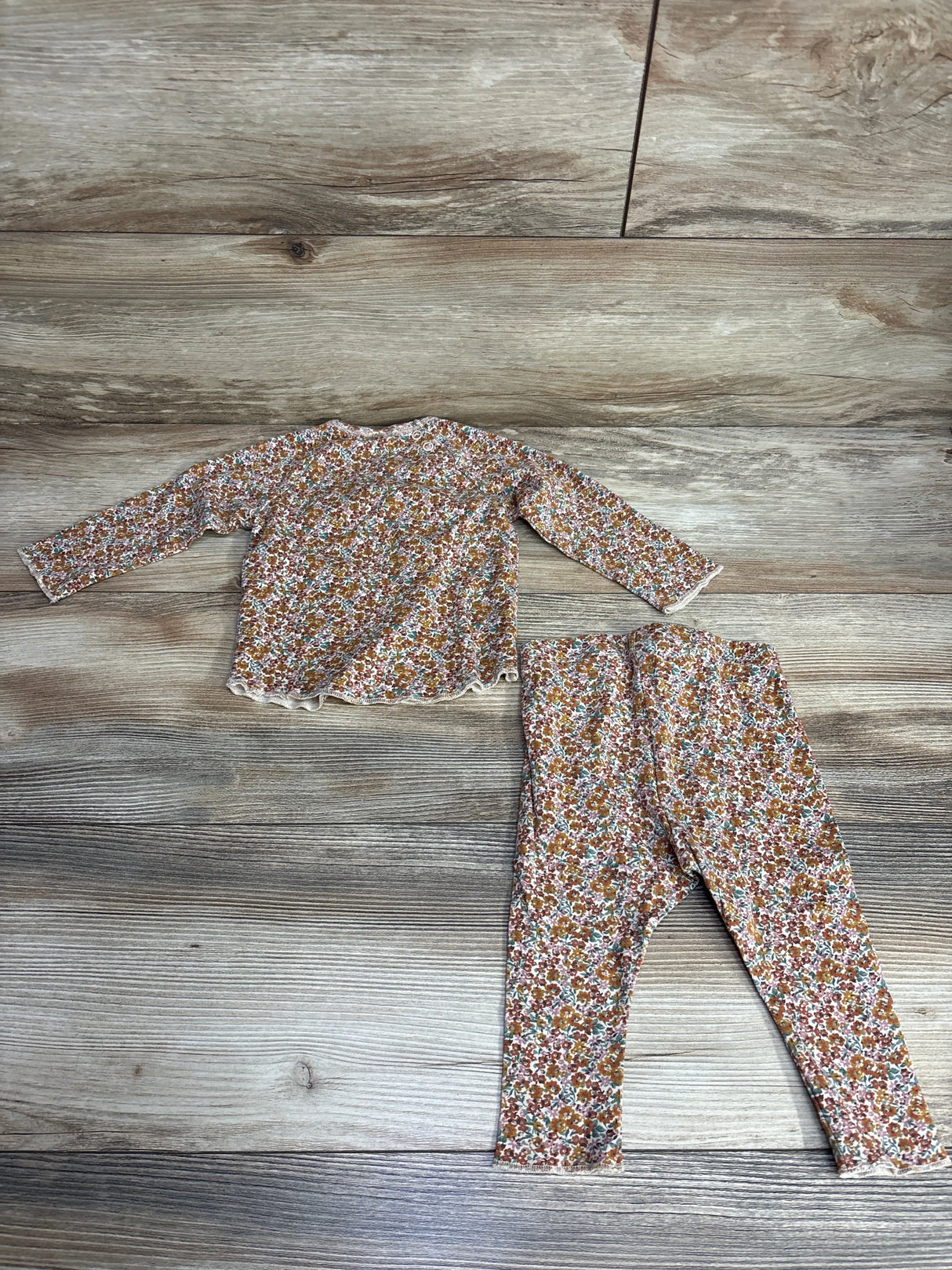 H&M 2pc Floral 2pc Shirt & Bottoms Set Carmel sz 9m