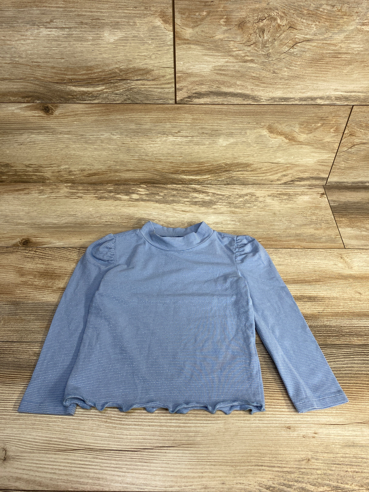 OshKosh Shimmer Rib Mock Neck Shirt Blue sz 24m