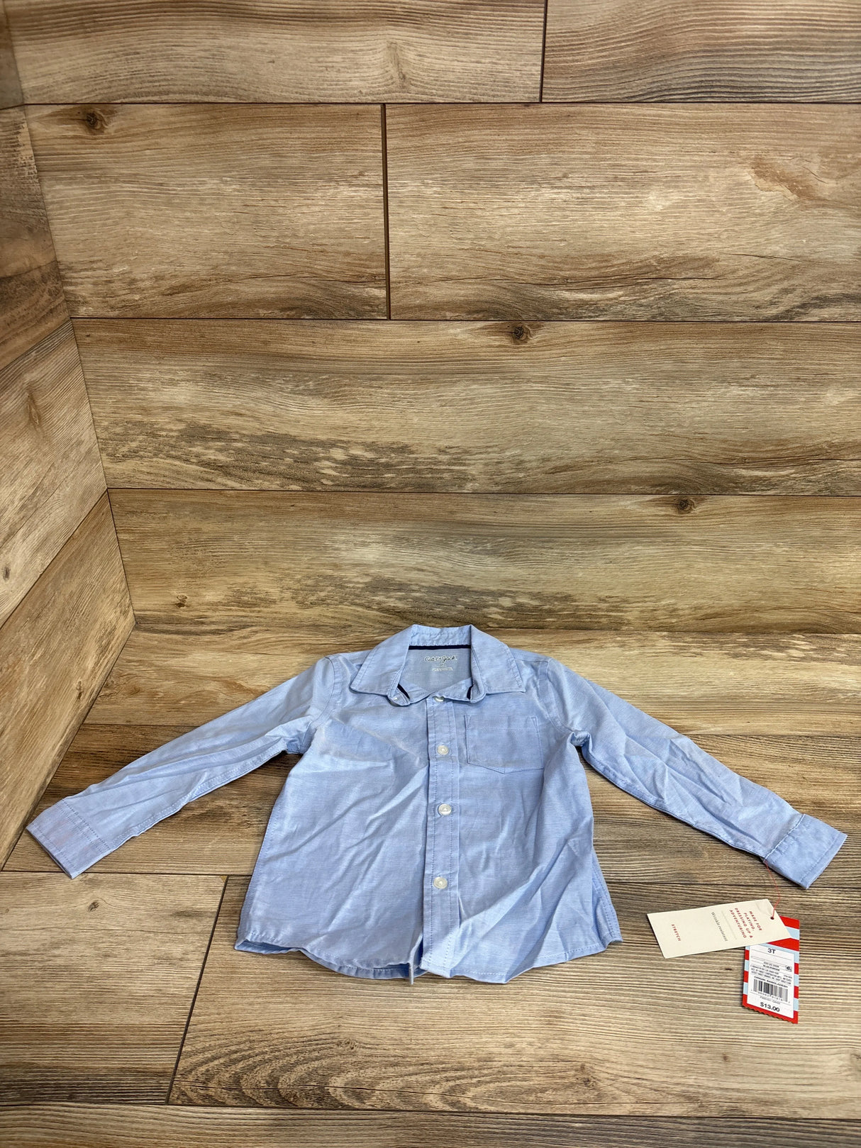 NEW Cat & Jack Button-Down Long Sleeve Shirt Blue sz 3T
