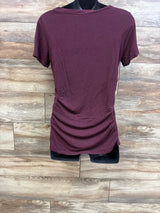 Market & Spruce Maternity Ruched Shirt Maroon sz Medium