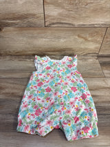 Little Me Floral Flamingo Button Front Shortie Romper White sz 18m