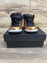 Air Jordan 1 Mid SE TD 'Metallic Gold Black' Sneakers sz 5c