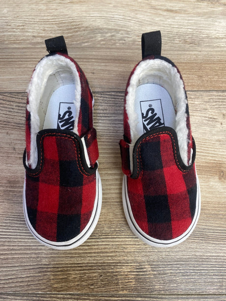Vans Sherpa Lined Slip-On Shoes Red Plaid sz 6.5c - Me n Mommy To Be