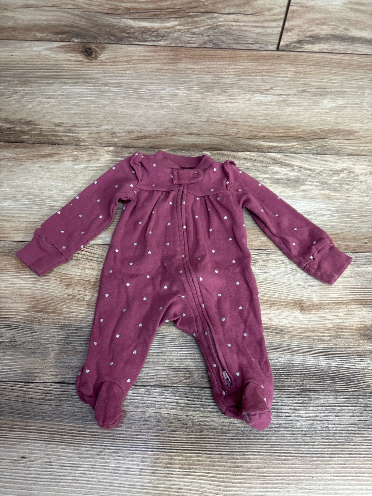 Carter's Heart Print Sleeper Mauve sz Newborn