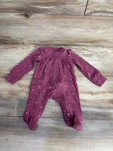 Carter's Heart Print Sleeper Mauve sz Newborn