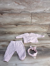 PL Baby 3pc Waffle Knit Shirt & Pants Set Pink sz 3m