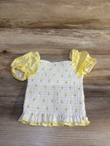 Btween Baby Smocked Puff Sleeve Lemon Top White sz 24m
