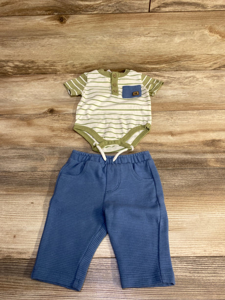 Mario Lopez 2pc Henley Bodysuit & Pants Green sz 0-3m - Me n Mommy To Be