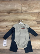 NEW Carter's 3pc Button Up Pull Over & Striped Bodysuit Set Navy sz 9m