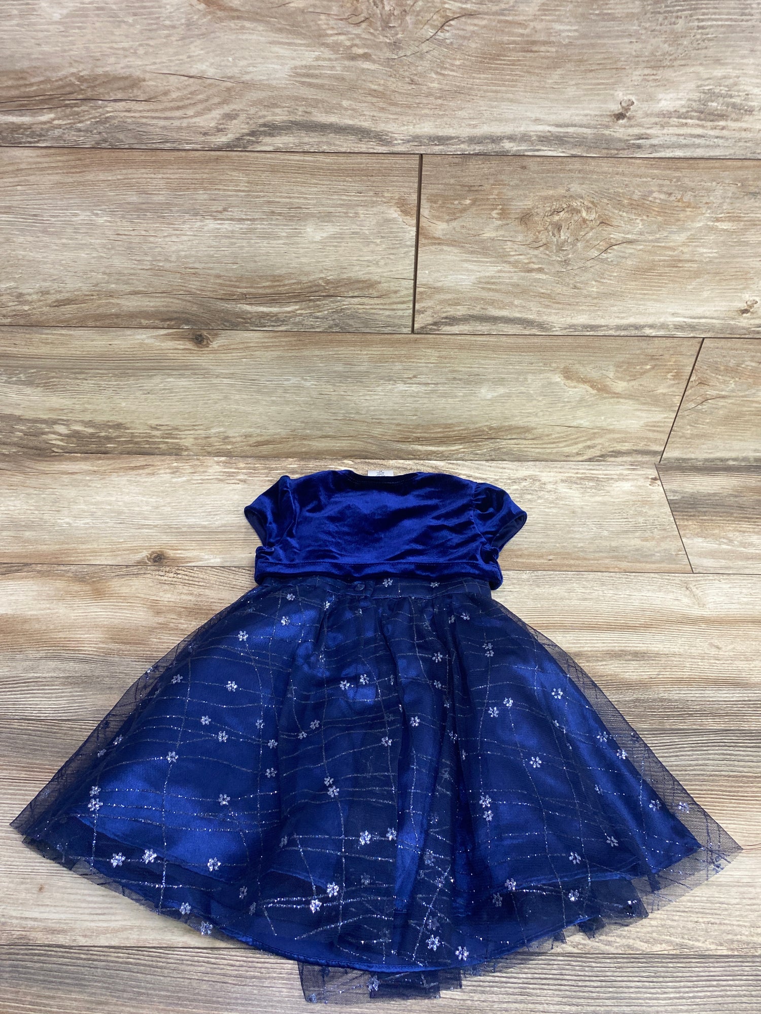 Jona Michelle 2pc Metallic Tulle Dress & Velvet Cardigan Navy sz 2T