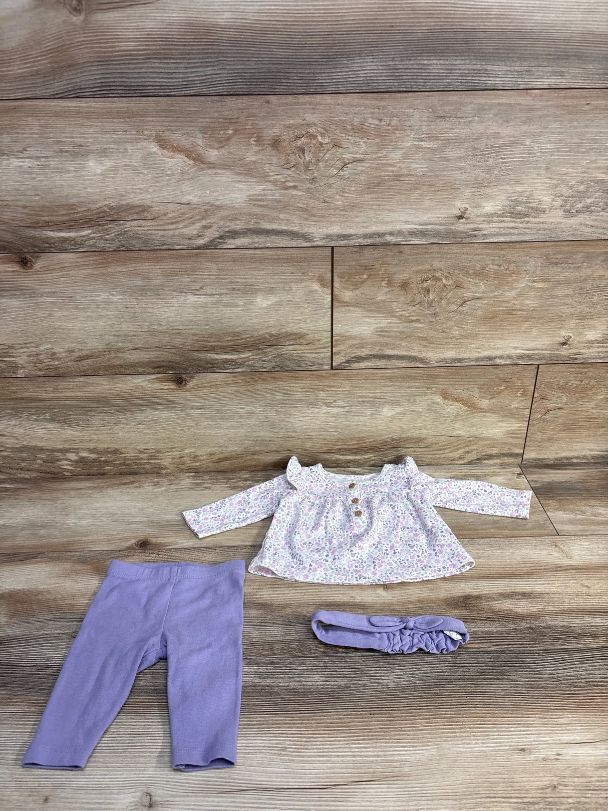 Carter's 3pc Floral Henley Top & Leggings Set White sz 3m