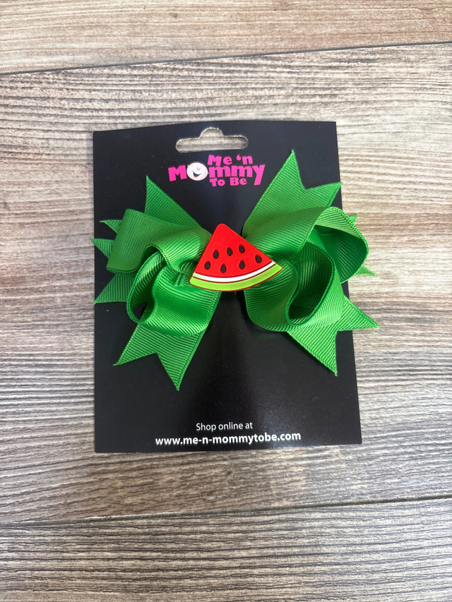 NEW Double Bow w/ Watermelon Applique - Me n Mommy To Be