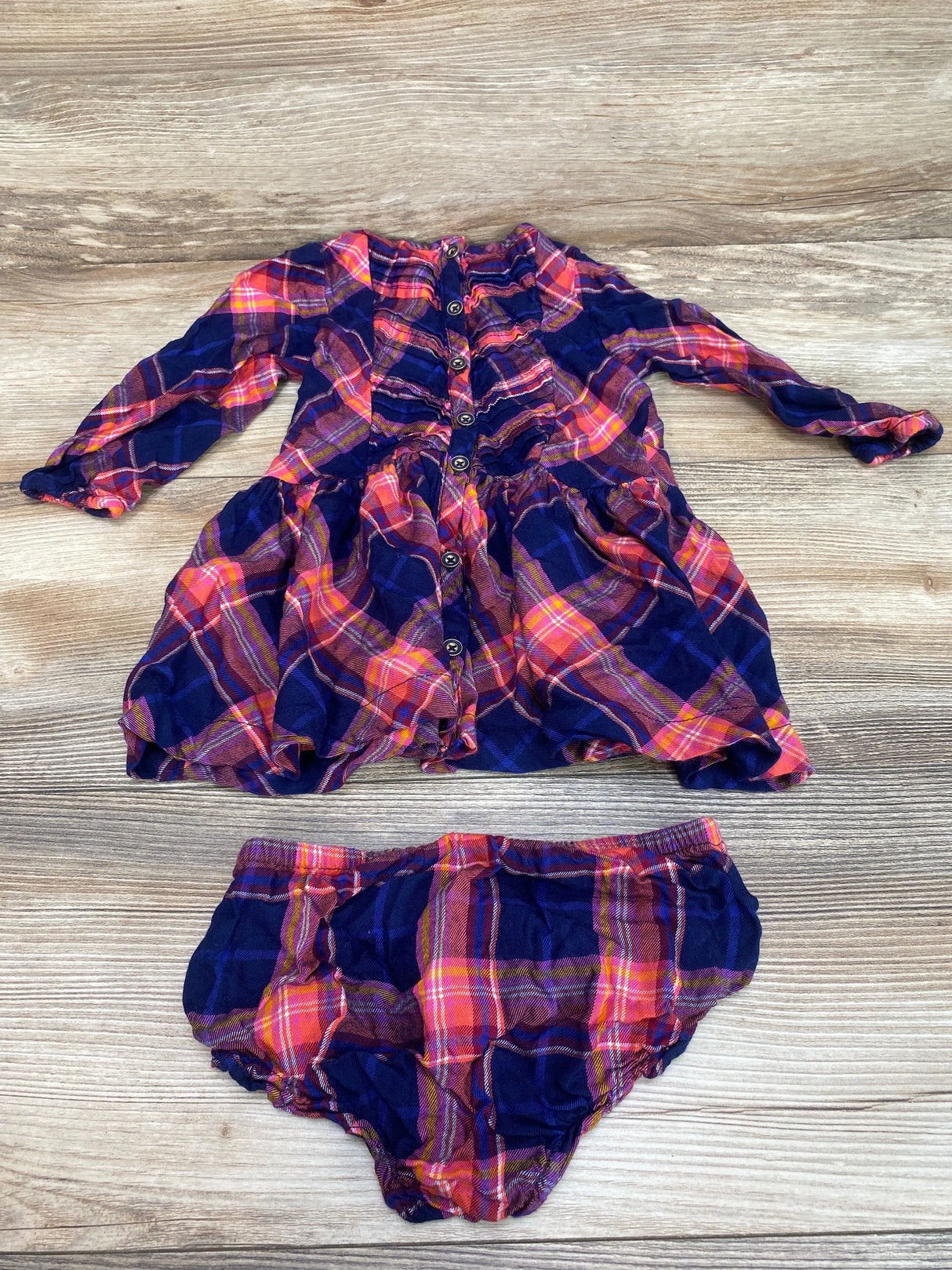 Tommy Hilfiger 2pc Plaid Dress & Bloomers Pink/Navy sz 18m